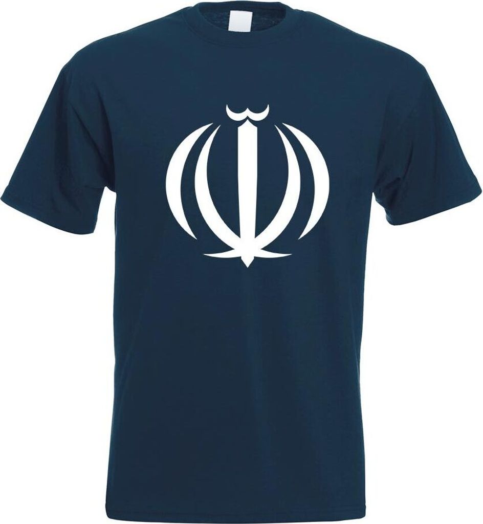 Kiwistar - T-Shirt - Navy - Hoheitszeichen des Iran Motiv Bedruckt Funshirt Design Print - mit Motiv Bedruckt - Funshirt Design - Sport - Freizeit ...