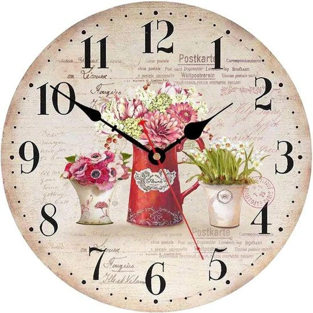 Petite horloge en bois 20 cm shabby chic silencieuse pour salon et cuisine
