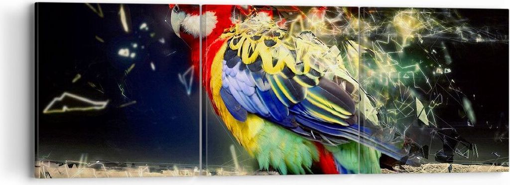 Bild auf Leinwand - Leinwandbild - Papagei Vogel Feder - 90x30cm - Wand Bild - Wanddeko - Wandbilder - Leinwanddruck - Bilder - Kunstdruck - Wandde...