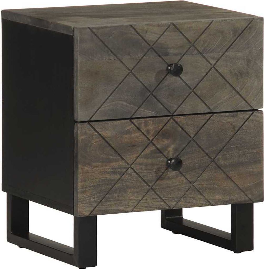 Nachttisch Schwarz 40x33x46 cm Massivholz Mango