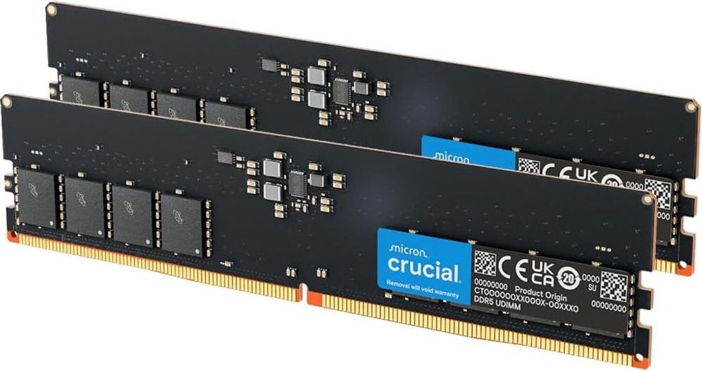 Two computer RAM modules are shown diagonally against a white background.
