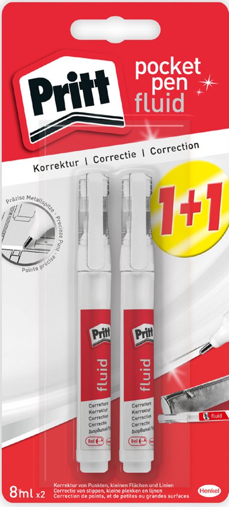 Pritt Korrekturstift Pocket Pen Fluid 2er Blisterkarte weiß Produktbild