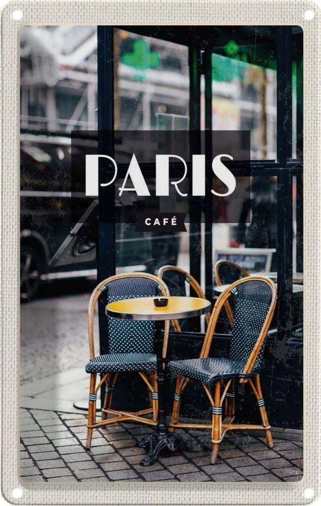 vianmo Blechschild 18x12 cm Paris Cafe Retro Reiseziel Poster Bildmotiv Reisemotiv Abenteuer Reisen Urlaub