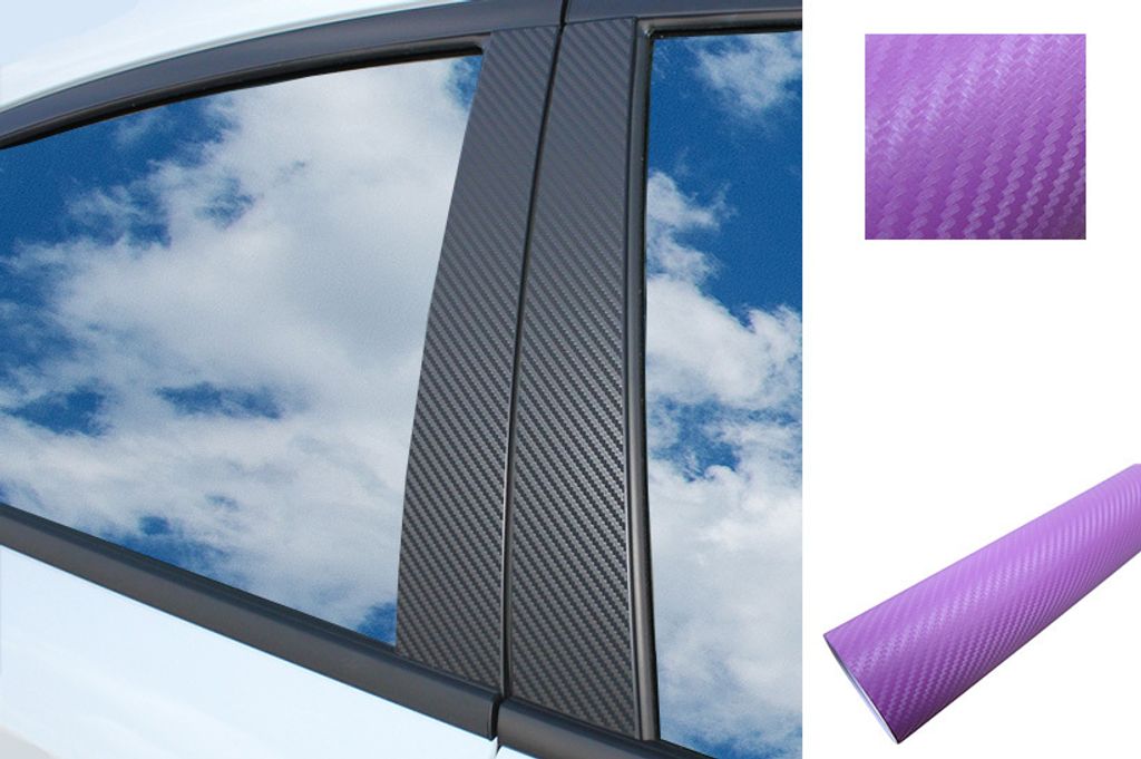 6x PREMIUM A B C Säule Tür Leisten Auto Folie Wrap Set in Carbon Lila Pink