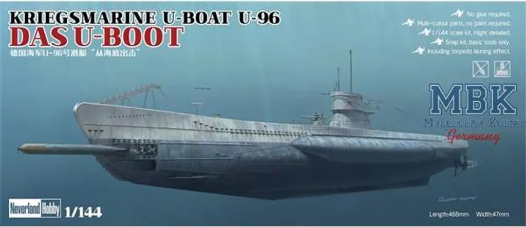 Maquette à construire U-Boot U-96 pour diorama historique Kriegsmarine