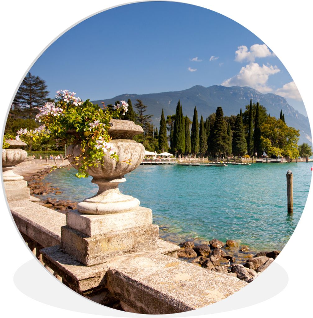 MuchoWow Rundes Wandbild - Runde Bilder Gardasee - Küste - Wasser Ø 60 cm Kreis Wanddekoration Kunststoff - Wandkreis - Wandschmuck - Wand Krei...