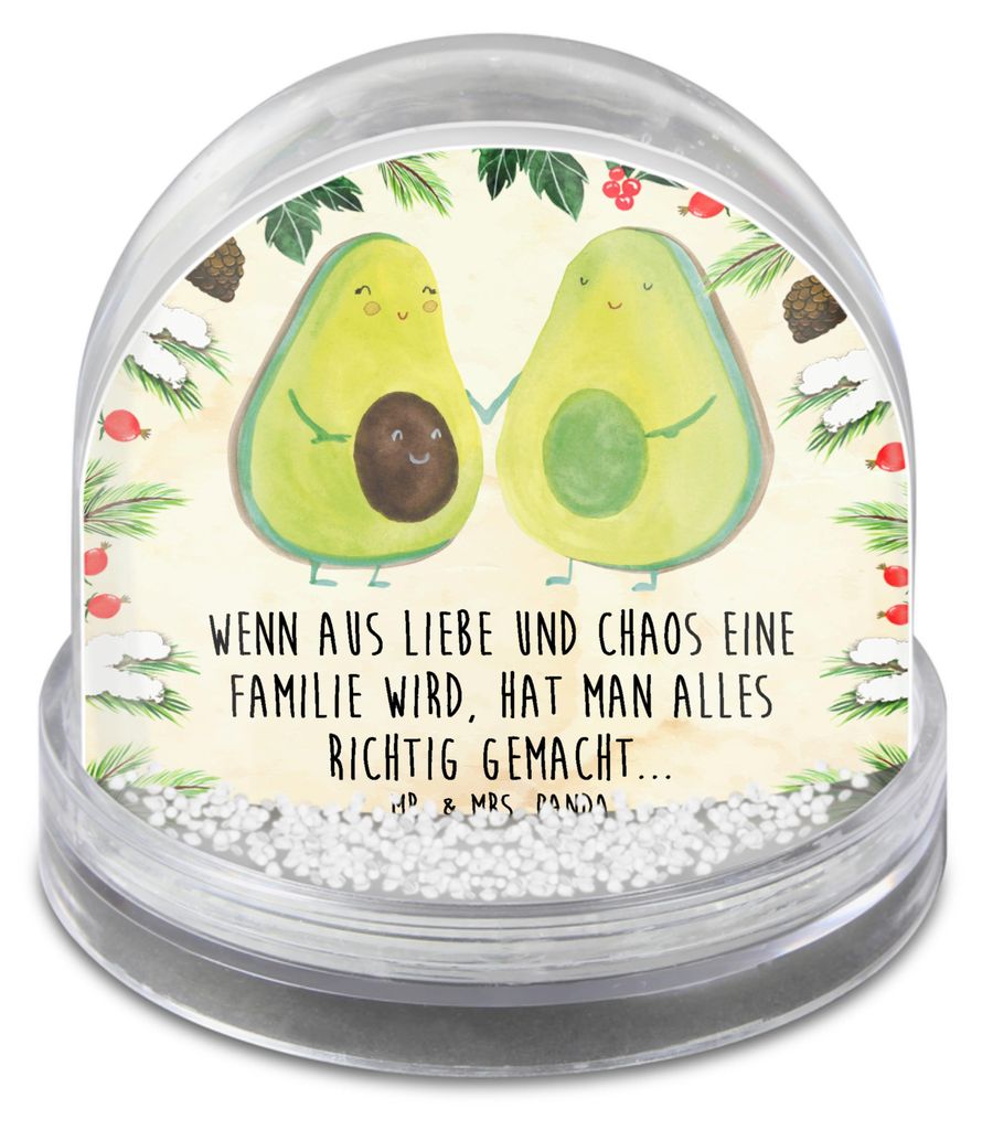 Mr. & Mrs. Panda Schneekugel Weihnachten Avocado Pärchen - Naturpapier - Geschenk, Kinder, Deko, schnee kugel, Weihnachts, Familie, Schwangerschaf...