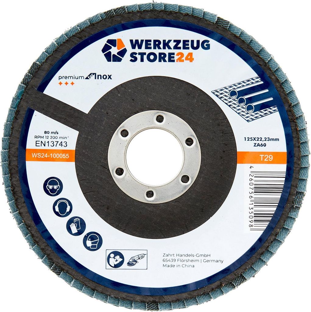 WS24 10x Lamellenschleifscheibe 125 mm gewölbt Zirkonkorund K 60 - WS24-100055