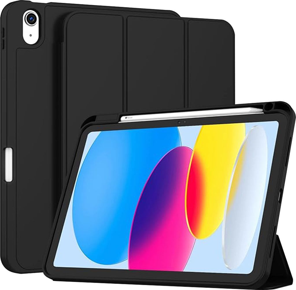 Techsuit Flex Trifold Tablet-Hülle mit Pencil-Halter für Apple iPad 2022 - Schwarz