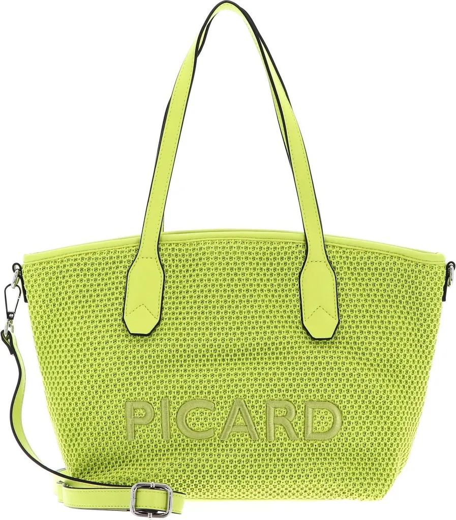 Grand sac shopper Knitwork Lime : le sac à épaule PICARD vert pastel