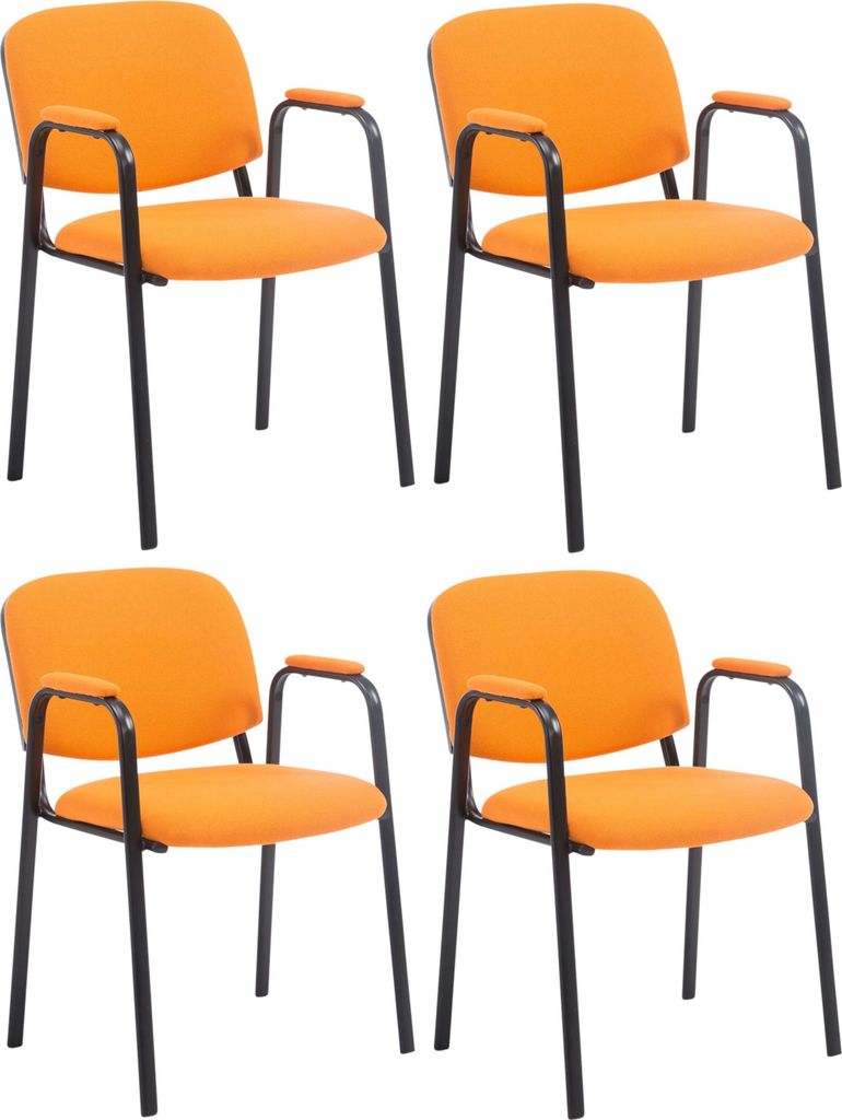 CLP 4er Set Stapelstühle Ken Pro Stoffbezug gepolstert mit Armlehnen bis 150 kg orange