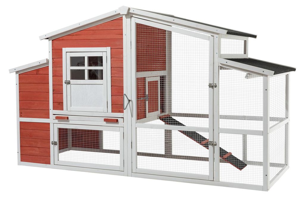 Wiltec XXL Hühnerstall 2010 x 813 x 1165 mm rot-weiß mit Produktbild 