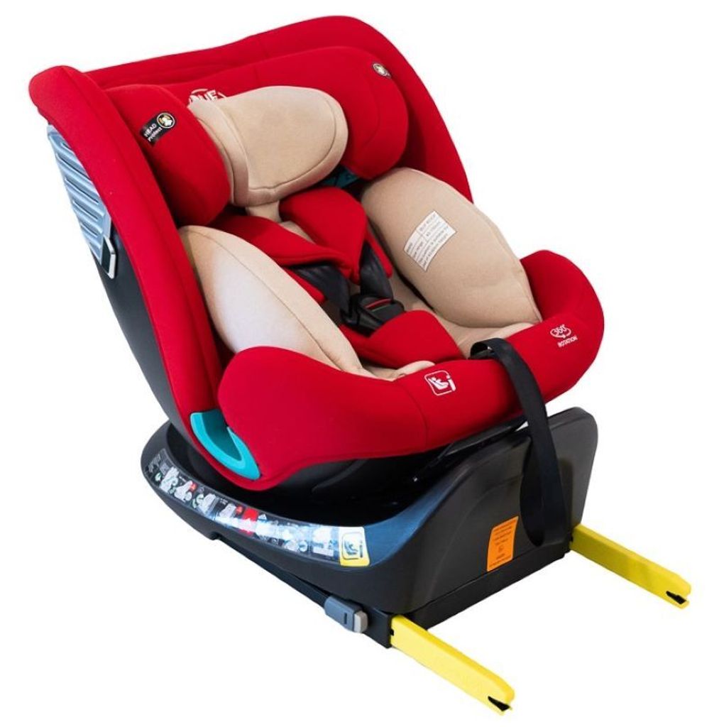 Saphir Red DELUXE iSize Kindersitz mit 360 Grad drehbarem Isofix-System-BUF BOOF 0, 36 kg