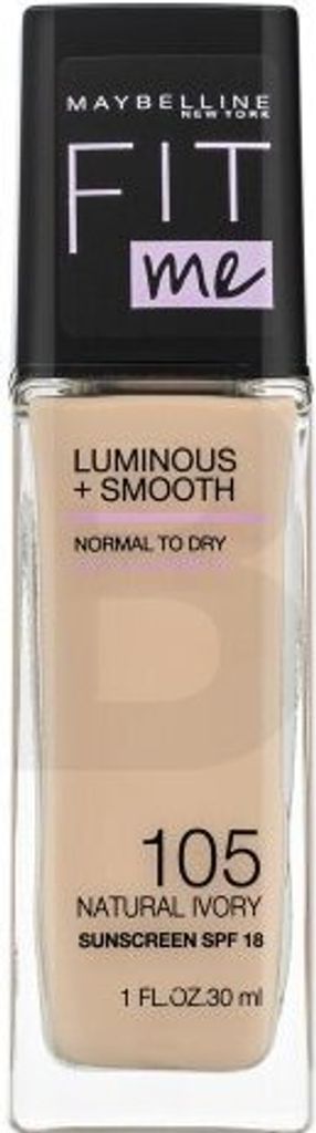 Maybelline Fit Me! Luminous + Smooth Foundation Flüssiges Make Up für eine einheitliche und aufgehellte Gesichtshaut 105 Natural Ivory 30 ml