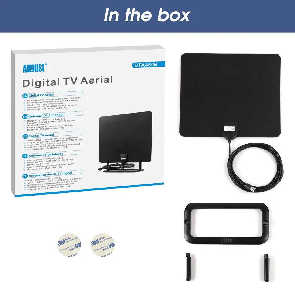 Antenne DVB-T2 d'intérieur portable August DTA450 avec socle de maintien - 7
