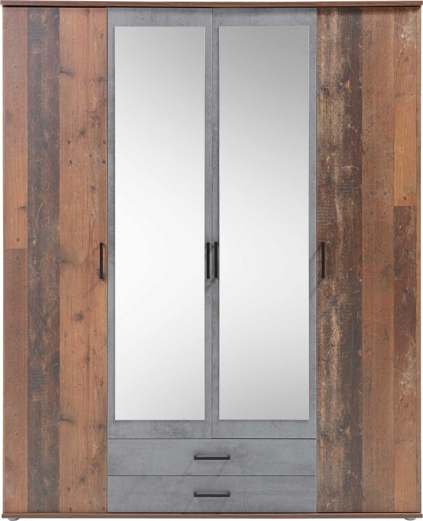 Chicago Armoire 4 portes 159 cm Old Style Foncé / Oxyde de Image du produit 