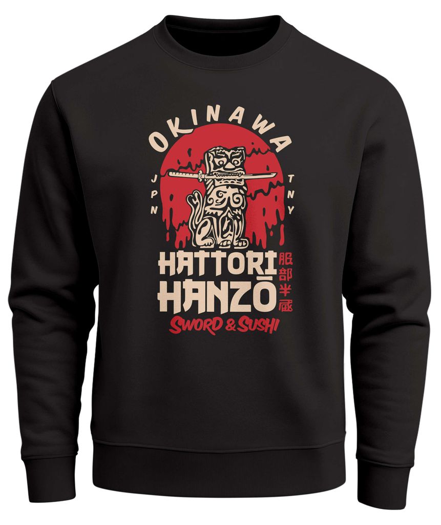 Sweatshirt Herren Frontprint Hattori Hanzo Pullover mit Grafik-Print Japan Okinawa Fashion Streetwear Neverless