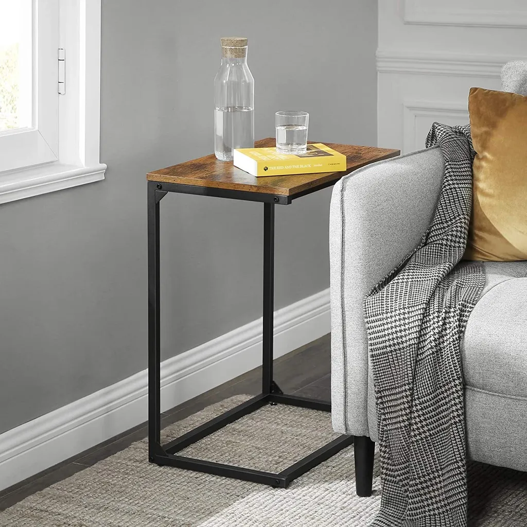 VASAGLE Table d'Appoint Industrielle, Bout de Canapé Stable et Robuste