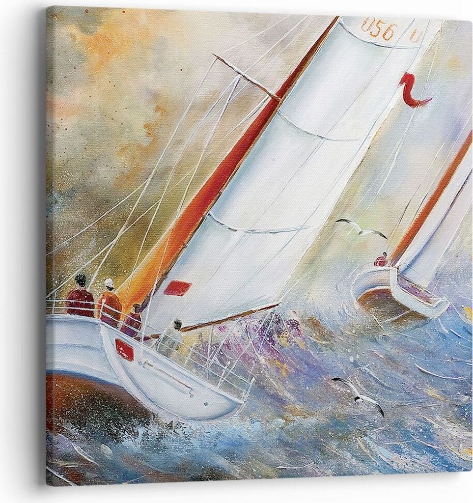 Bild auf Leinwand - Leinwandbild - Einteilig - Segelboot Bild Regatta - 40x40cm - Wand Bild - Wanddeko - Wandbilder - Leinwanddruck - Bilder - Wand...