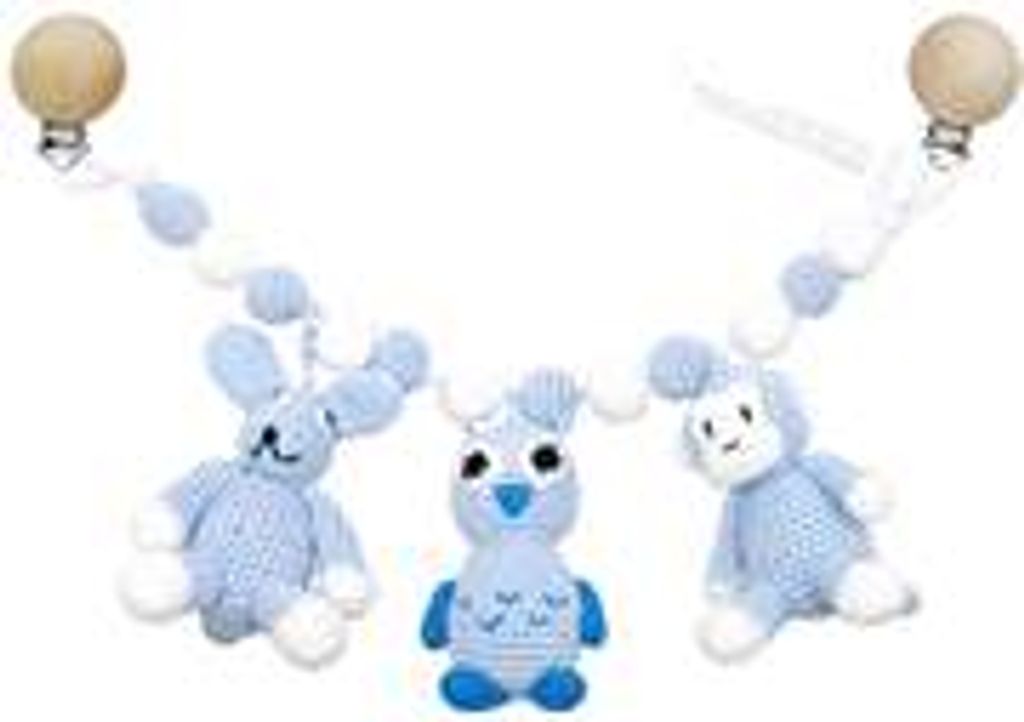 natureZOO Kinderwagenkette 40 cm Hase Eule Affe aus Bambusgarn