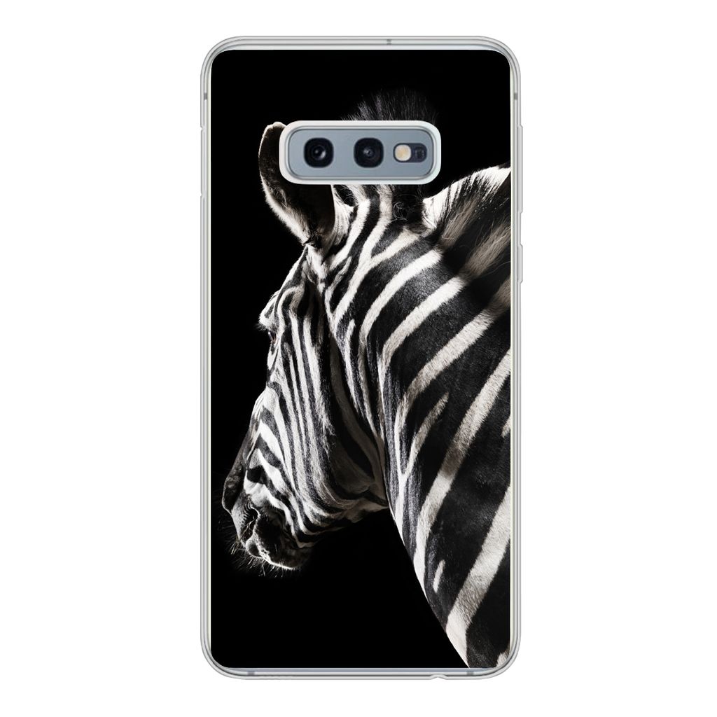 MuchoWow Handyhülle Schutzhülle Hülle für Samsung Galaxy S10e Zebra - Tier - Schwarz - Porträt Silikon Softcase Handy Hülle - Handy