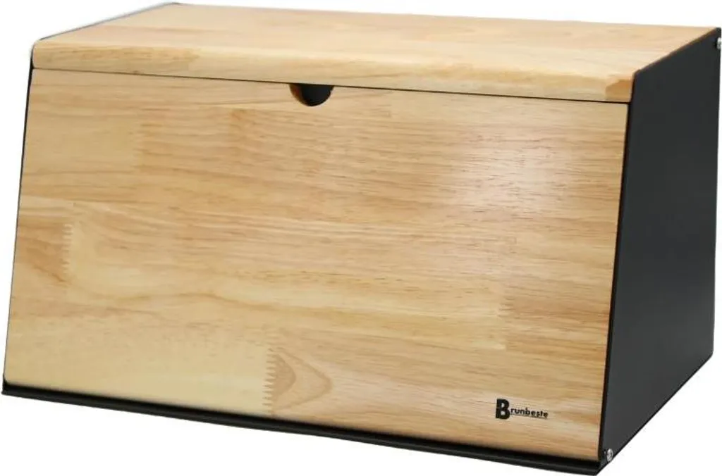 Brunbeste Contenitore per il pane – 35,5 x 23,5 x 21 cm – Bambù e acciaio – Nero opaco – Elegante e pratico