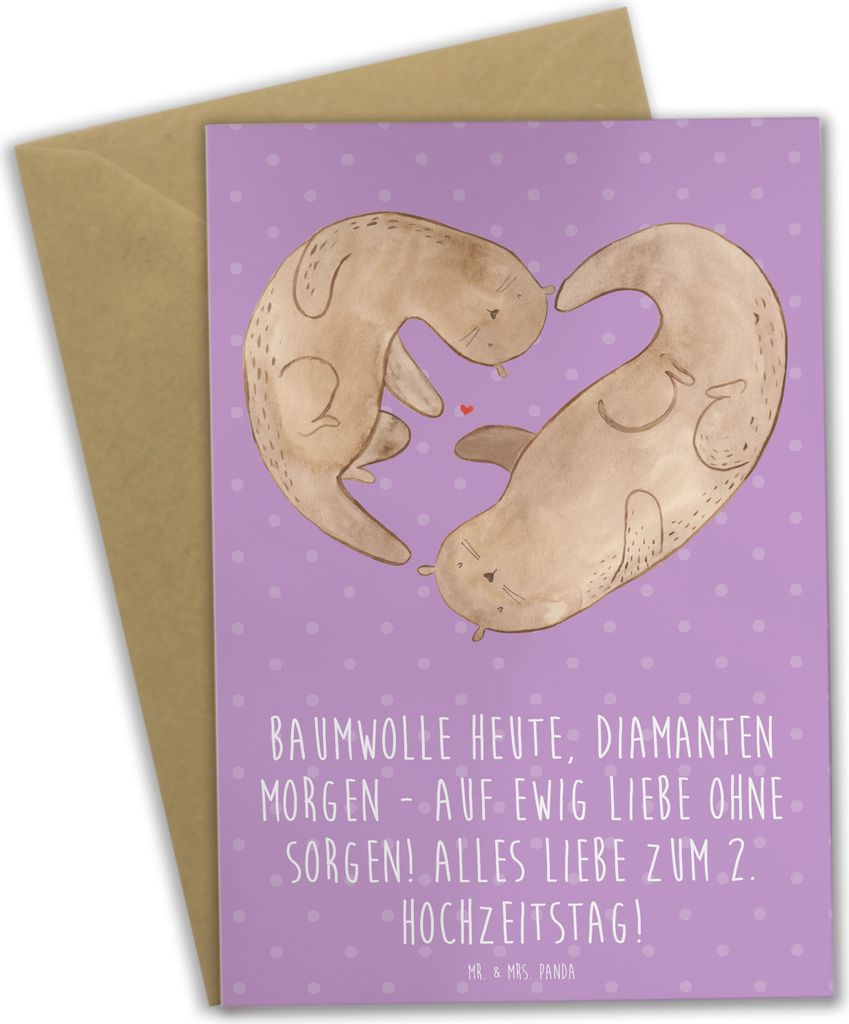 Mr. & Mrs. Panda Glückwunschkarte 2. Hochzeitstag Produktbild 