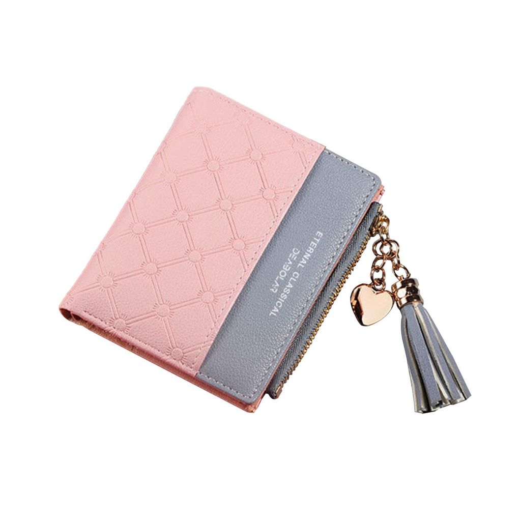 MODFU Geldbörse Leder Damen Geldbörse Portemonnaie Geldbeutel Brieftasche Geldbörse Damen Klein mit Münzfach Kleines Zipper Brieftasche Rosa