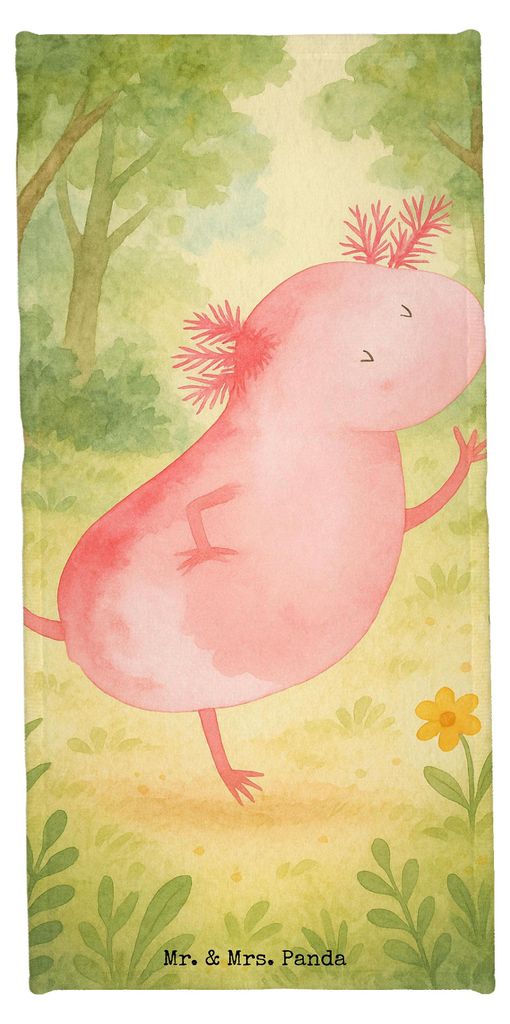 Mr. & Mrs. Panda Duschtuch Axolotl Tanzen Design - Weiß - Geschenk, sporthandtuch, Handtuch, Beste Freundin, Strandtuch, Lurche, Frotteehandtuch, ...