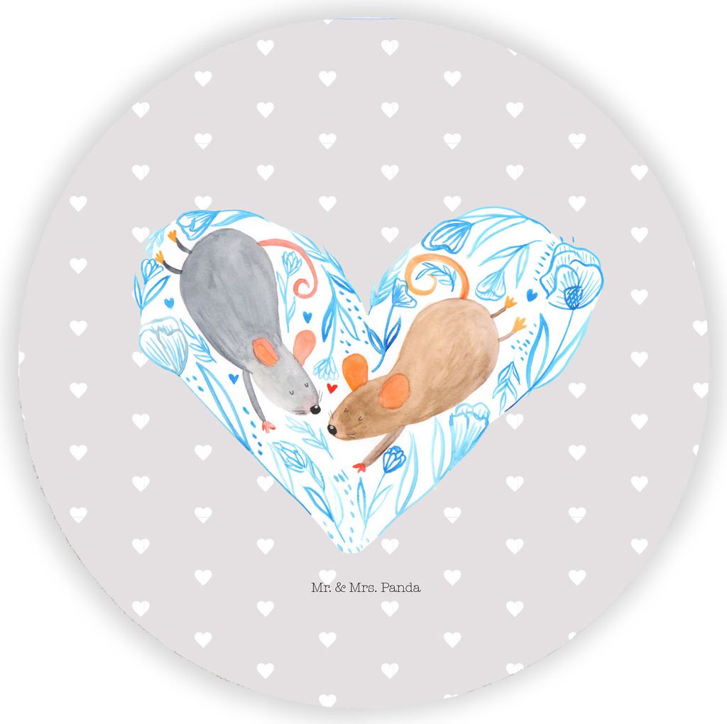 Mr. & Mrs. Panda magnet Mäuse Herz - Grau Pastell - Geschenk, Lieblingsmensch, Liebe, für Immer, Pärchen, Kühlschrankmagnet, Runder, whiteboard...