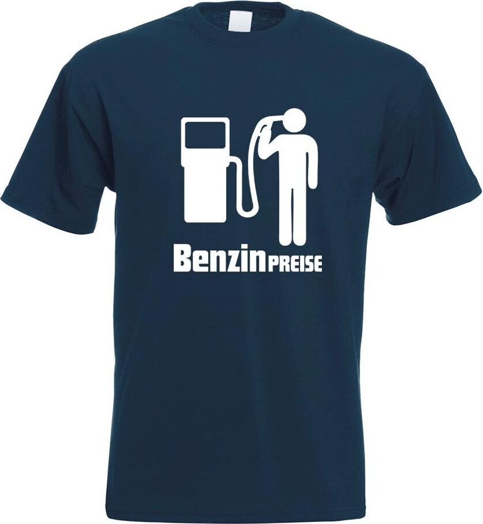 Kiwistar - T-Shirt - Navy - Benzin Preise Motiv Bedruckt Funshirt Design Print - mit Motiv Bedruckt - Funshirt Design - Sport - Freizeit - Herren -...