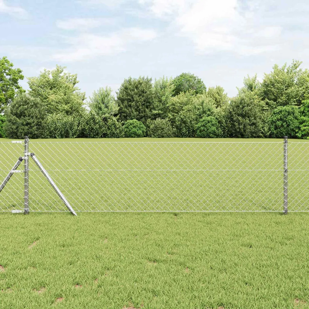 vidaXL Clôture à mailles argentée en acier galvanisé robuste 15x1,2 m