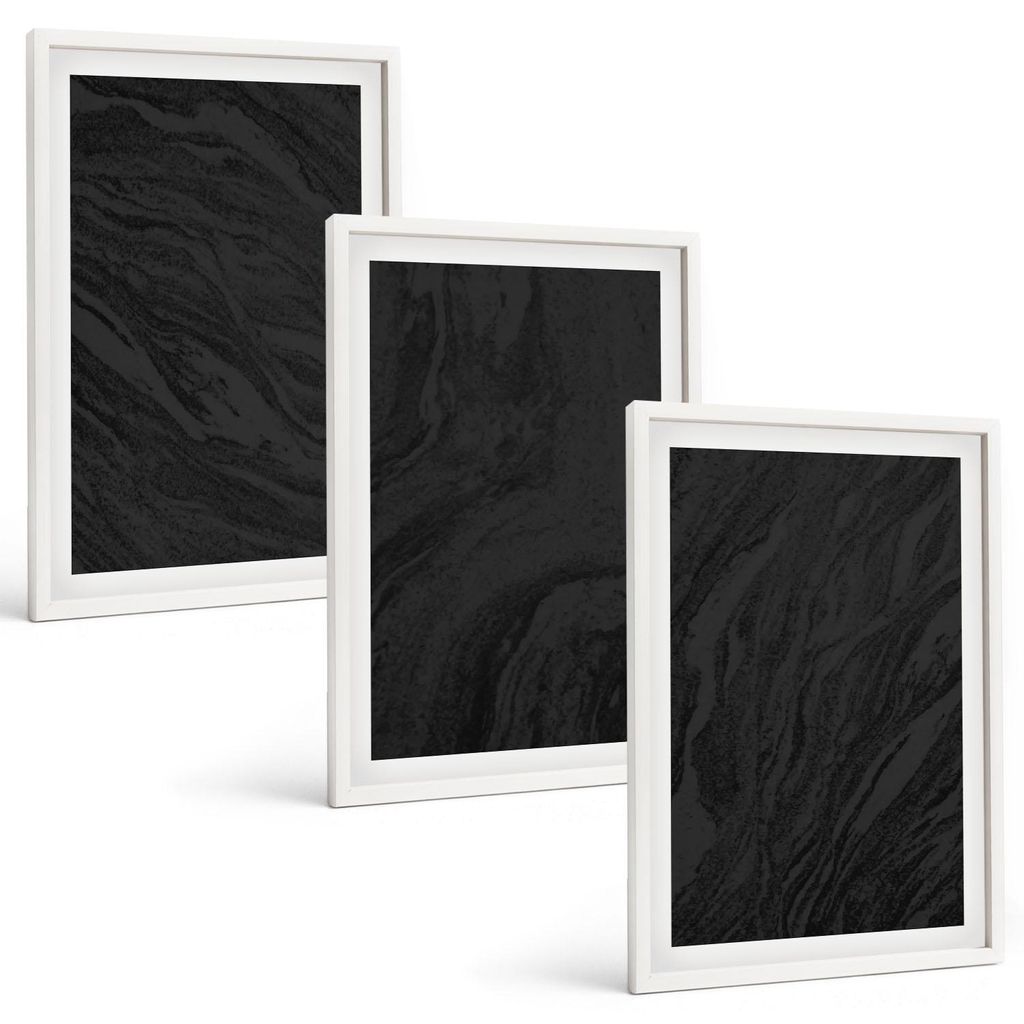 Bilder Set 3-teilig im weißen Rahmen – Wandbilder 3 Stück – gerahmte Poster für Wohnzimmer, Schlafzimmer und Flur – 40x60 cm – Dunkler M...