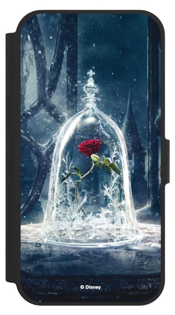 NIVOCASE Klapphülle für Apple iPhone 16e Handyhülle aus Kunst Leder NIVOflip schwarz Die Schöne und das Biest Disney Princess Rose