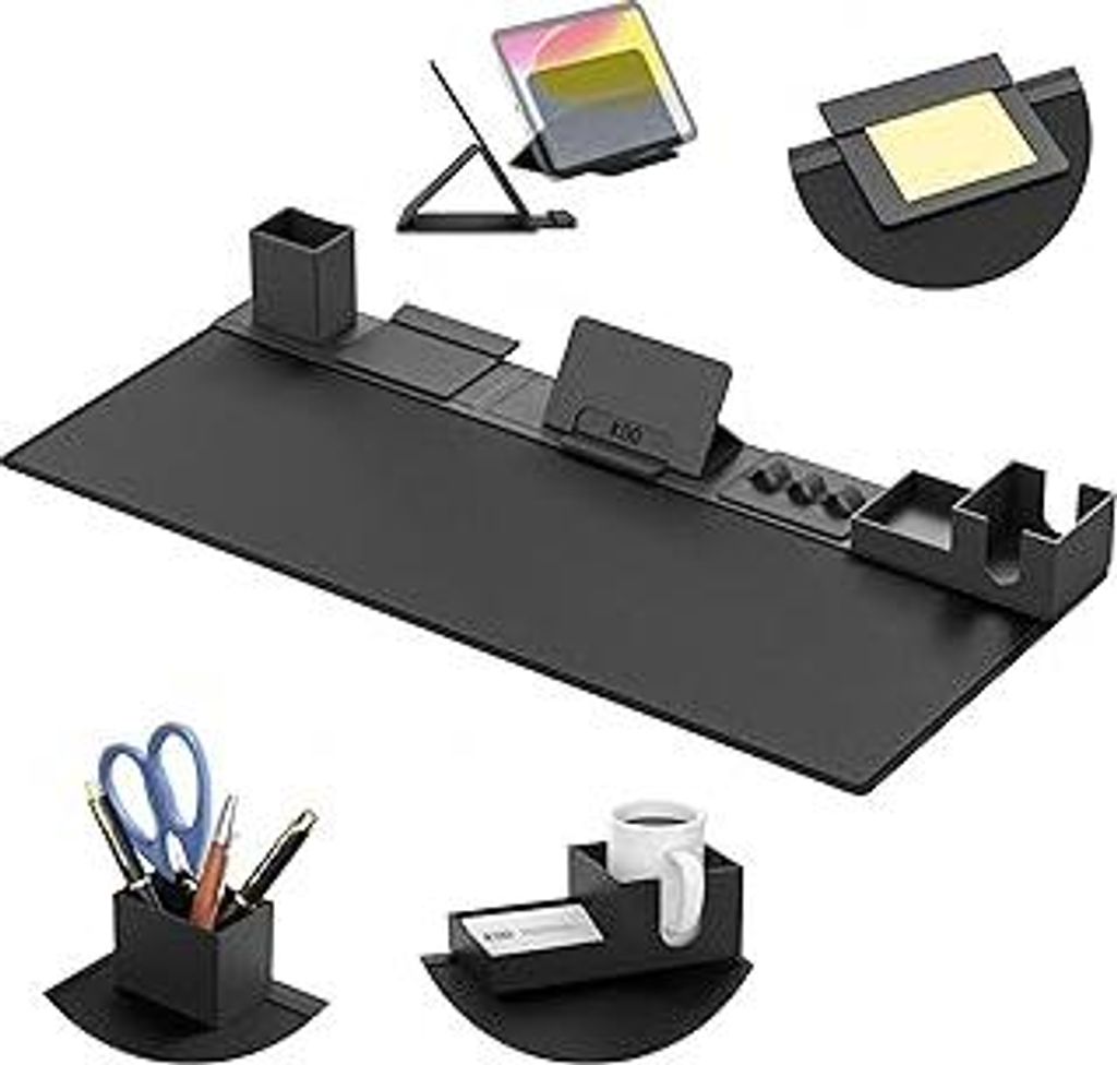 KDD 6 in 1 Schreibtisch Unterlage & Gaming Mauspad XXL, Rutchfeste Desk Mat mit DIY Magnetisch Organizer für Handy & Tablethalter/Becherhalter/Kar...