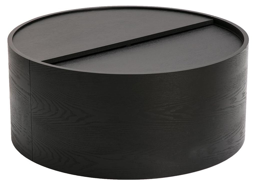 Miliboo - Runder schwarzer Holztisch mit drehbarer Platte Produktbild 