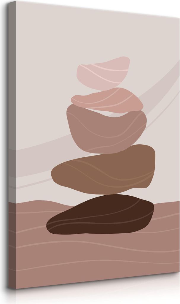 Muralo Leinwandbild Canvas ABSTRAKTION Steine Boho Stil Wandbild für Wohnzimmer Br. 40cm x Hö. 60cm