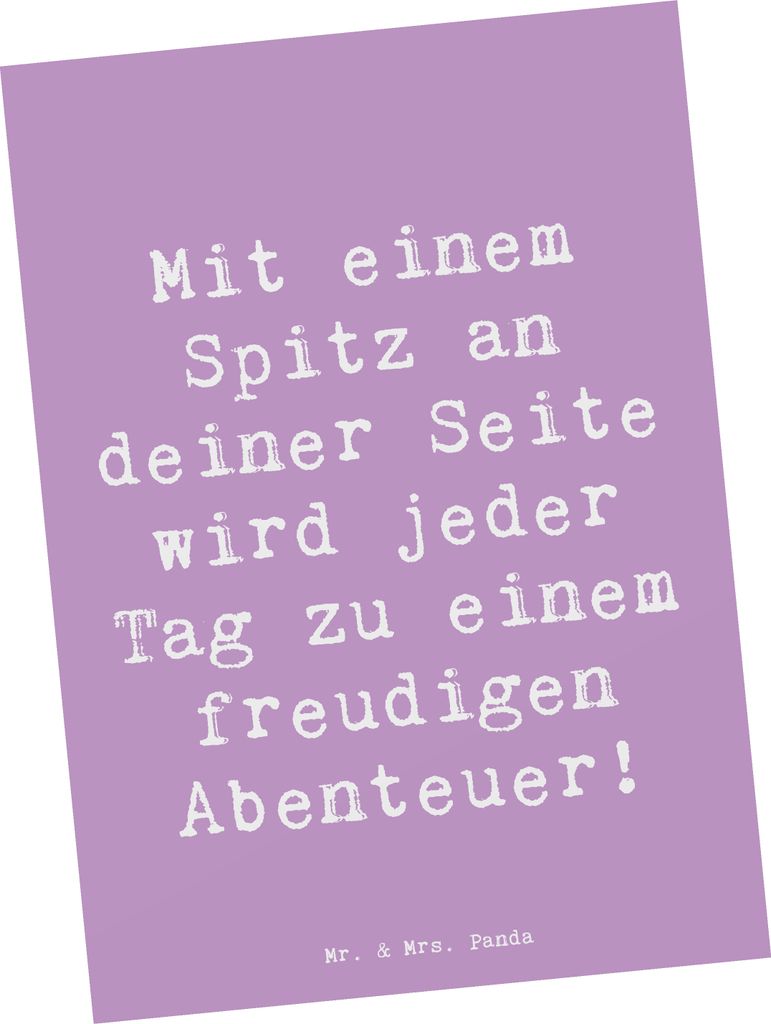 Mr. & Mrs. Panda Postkarte Spruch Freudiger Spitz - Lavendeltraum - Geschenk, treu, Hundeliebhaber, flauschig, intelligent, Hunderassen, Motivkarte...