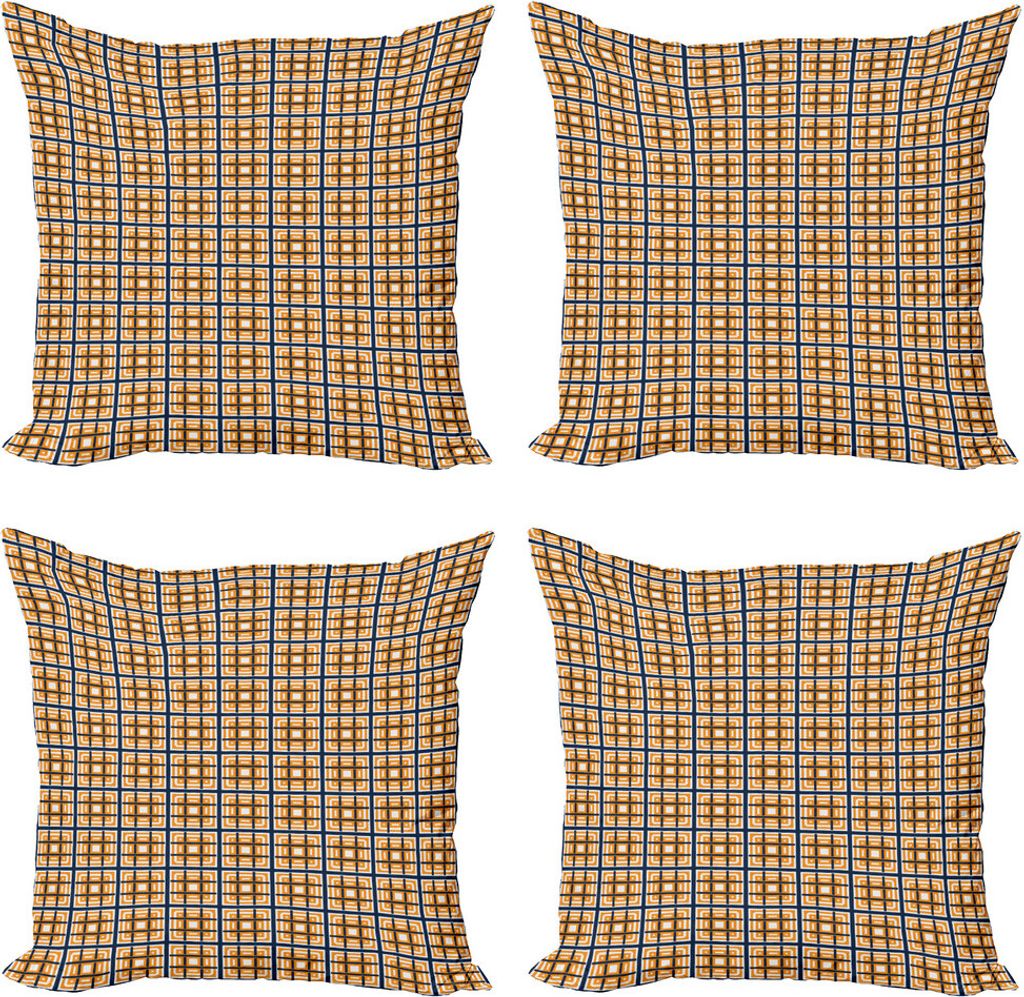 ABAKUHAUS Abstrakt Kissenbezug Set (4 Stück), Moderne geometrische Kunst Gitter, Moderner Doppelseitiger Digitaldruck, 45 cm x 45 cm, Violet Blue ...