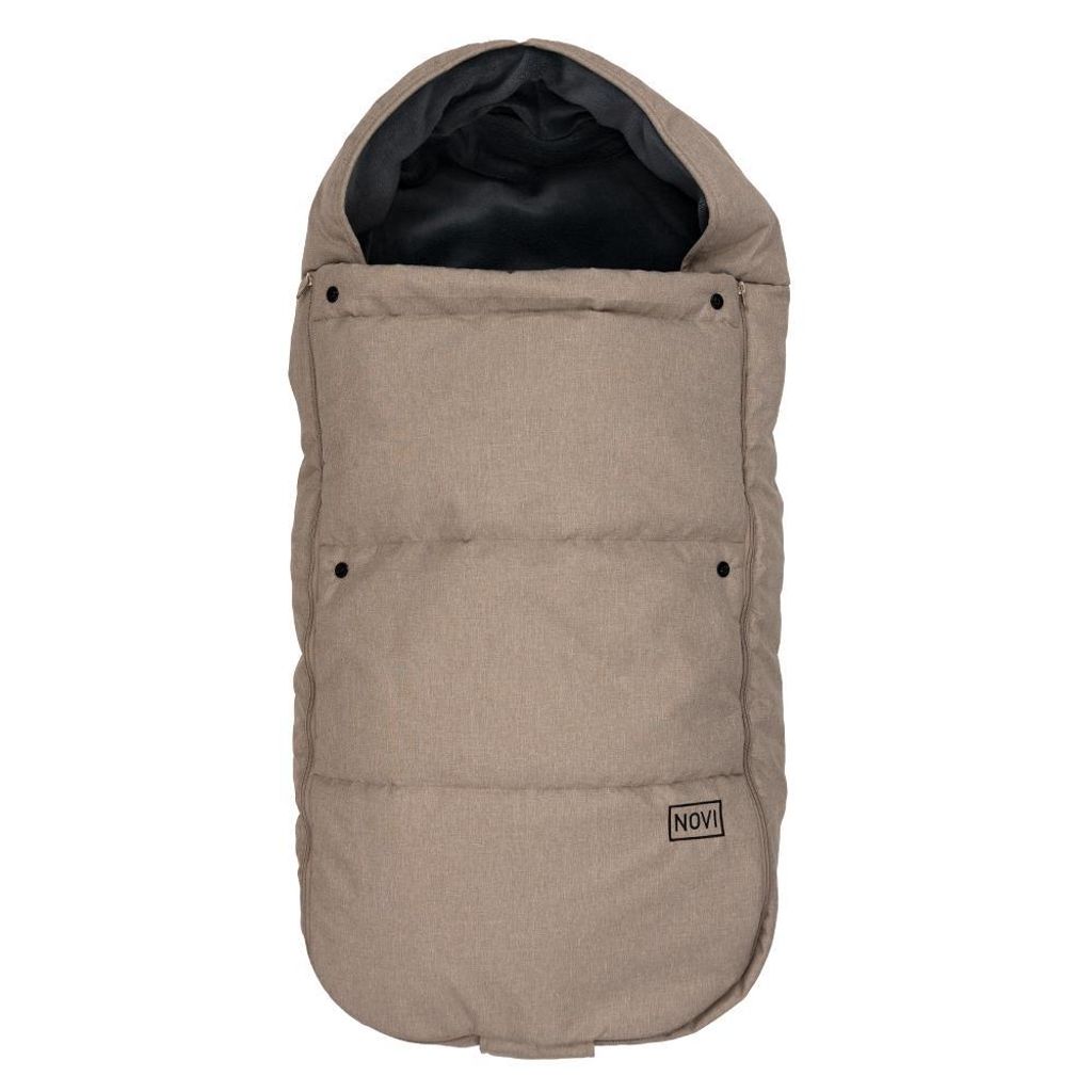 Novi Uni Cozy Fußsack – warmer Winter-Fußsack mit Fleece, Kapuze & Reißverschluss, Sand Melange
