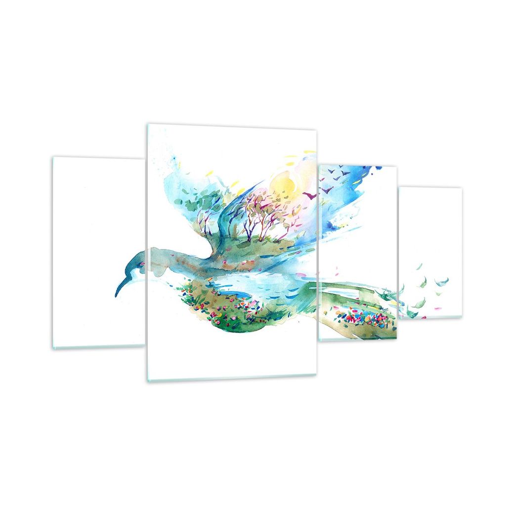 Bilder auf glas - Abstraktion Vogel Natur Bewegung - 160x90cm - Glasbilder - Wandbilder - Kunstdruck - zum Aufhängen bereit - Wanddekoration aus G...