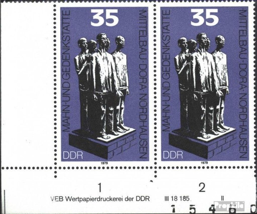 Briefmarken DDR 1979 Mi 2451DV mit Druckvermerk (kompl.Ausg.) postfrisch Mahnmale