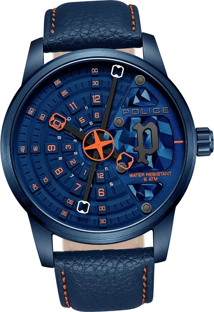 Montre Analogique pour Homme Police avec Bracelet en Cuir Bleu Avondale