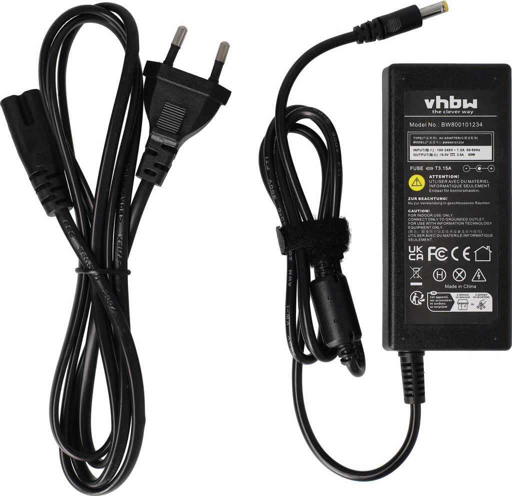 vhbw Netzteil kompatibel mit HP Pavilion ZE4000 Series, ZT3000 Series Notebook - 200 cm, 65 W