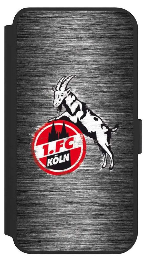 NIVOCASE Klapphülle für Samsung Galaxy S23+ Handyhülle aus Kunst Leder NIVOflip schwarz 1. FC Köln Metallic Look Offizielles Lizenzprodukt