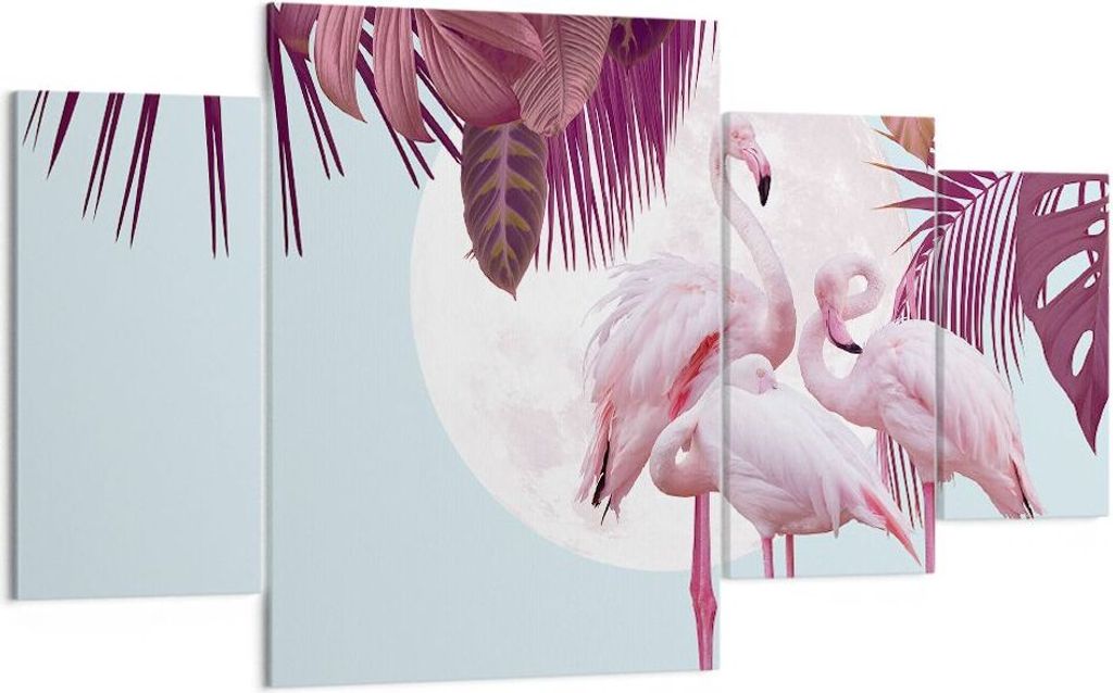 Bild auf Leinwand - Leinwandbild - 4 Teile - Flamingos Produktbild 