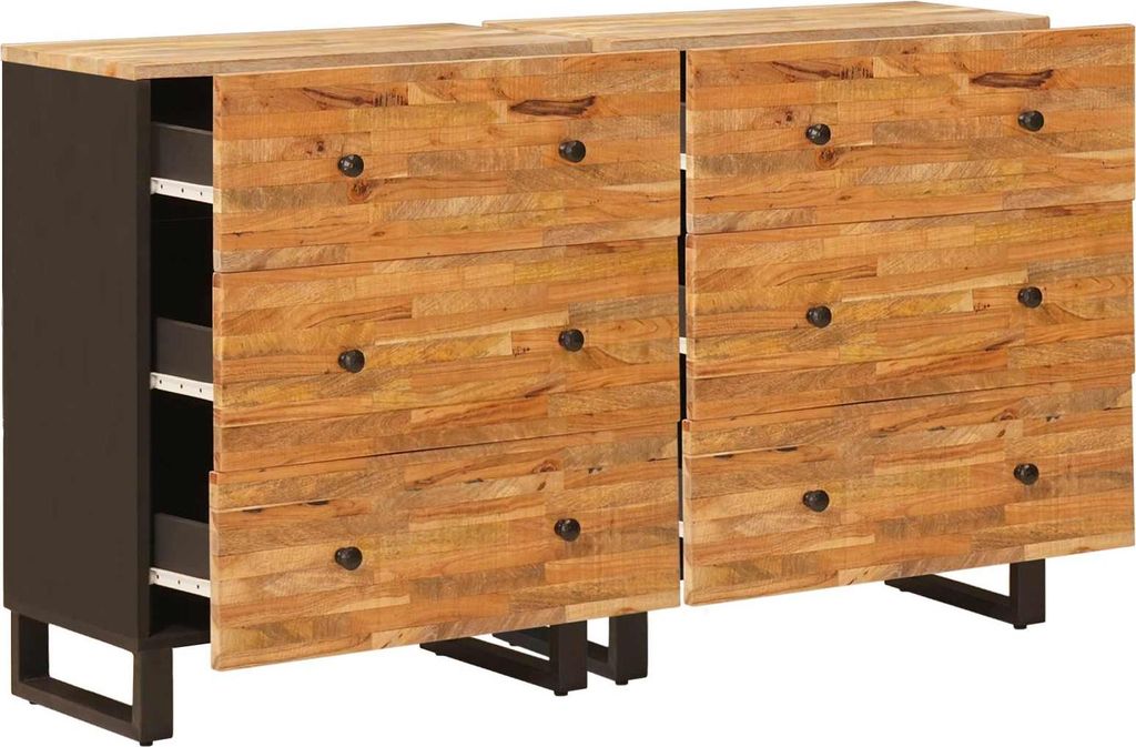 vidaXL Sideboard 2 pcs Braun 60 x 33 x 75 cm Massivholz Mango