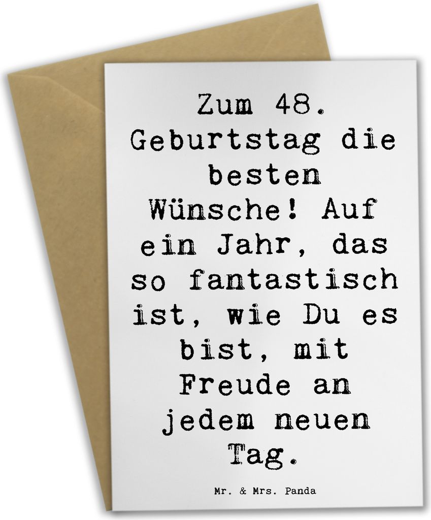 Mr. & Mrs. Panda jubiläumskarte Spruch 48. Geburtstag - Weiß - Geschenk, vatertagskarte, besonderer, einladungskarten, Happy Birthday, Grußkarte...