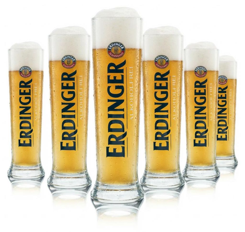 6x Erdinger Glas 0,3l Hefeweizen Weißbier Pokal Alkoholfrei Produktbild 