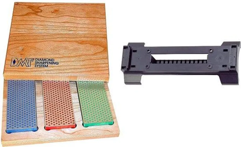 Lot de 3 pierres à aiguiser 15 cm 3 grains avec coffret en bois de hêtre